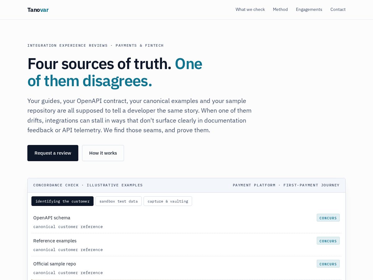 Landing-page snapshot of tanovar.com