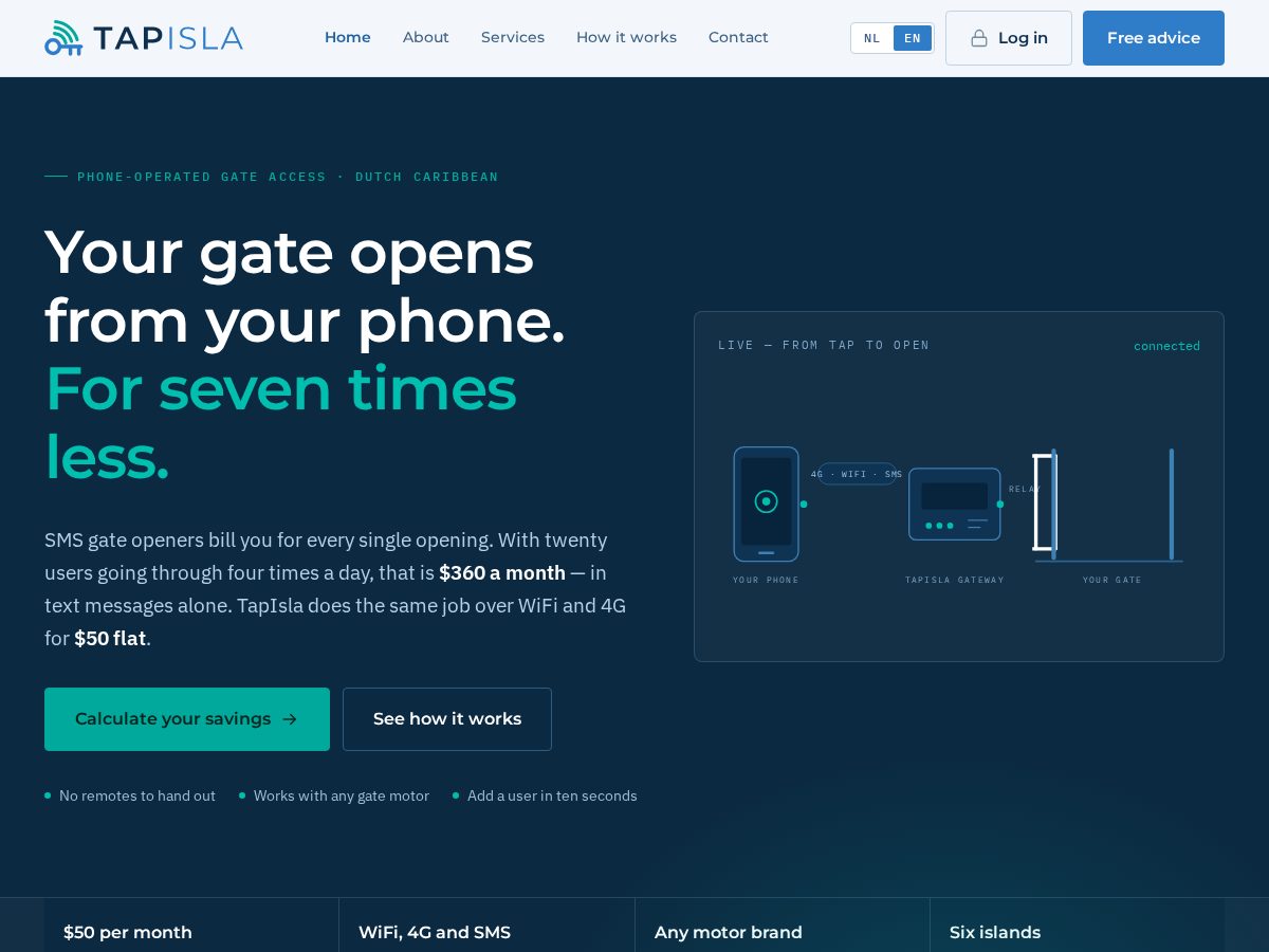 Landing-page snapshot of tapisla.com