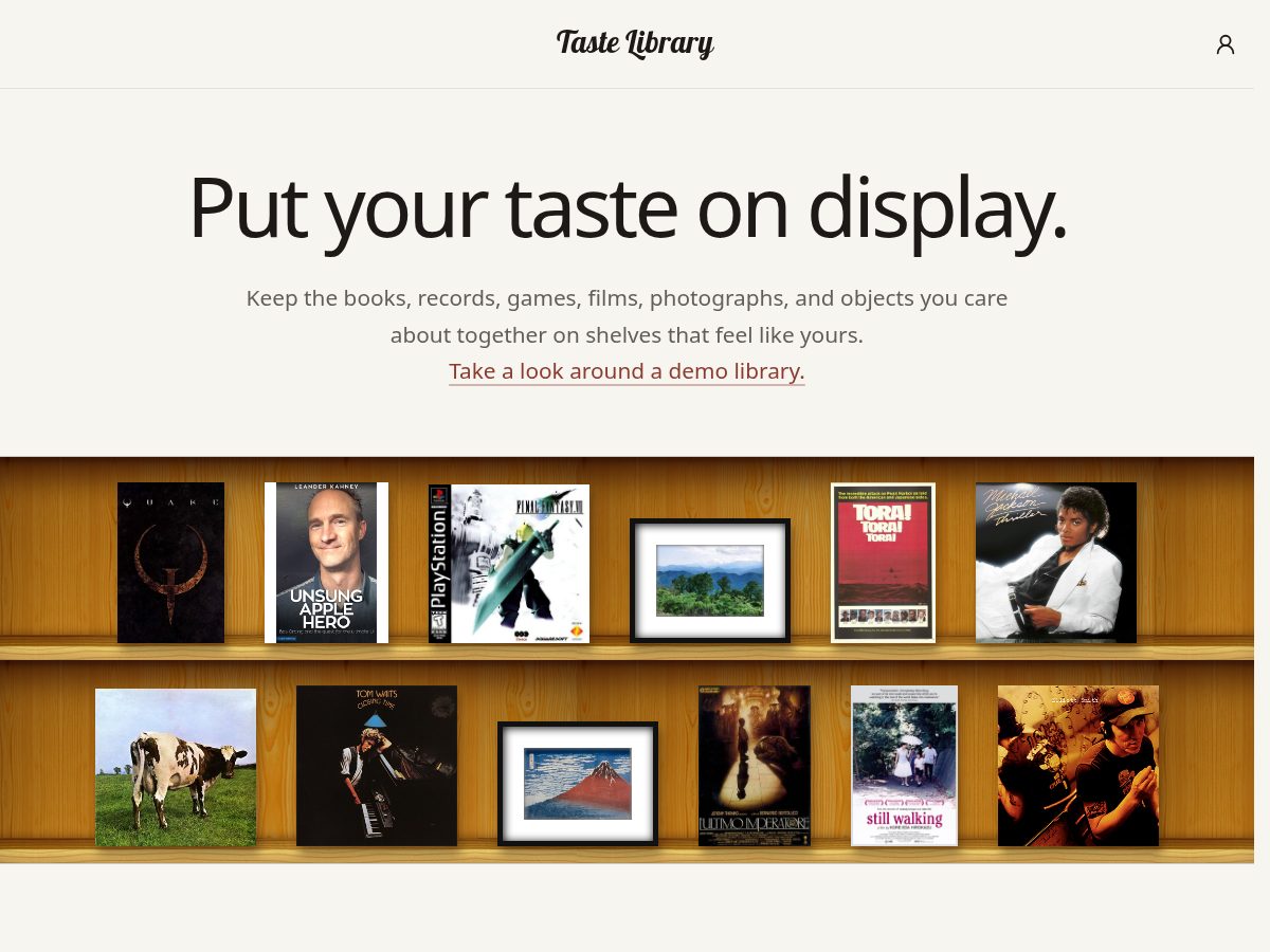 Landing-page snapshot of tastelibrary.app