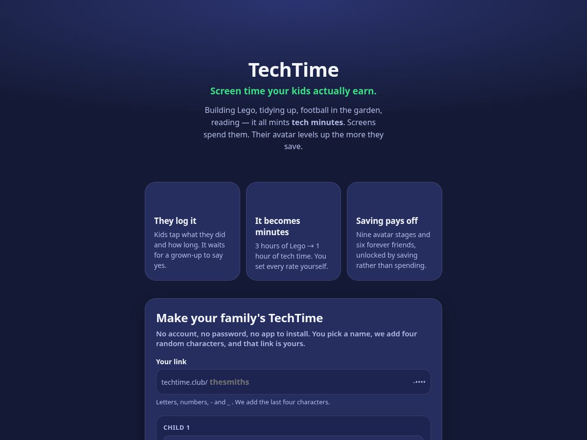 Landing-page snapshot of techtime.club
