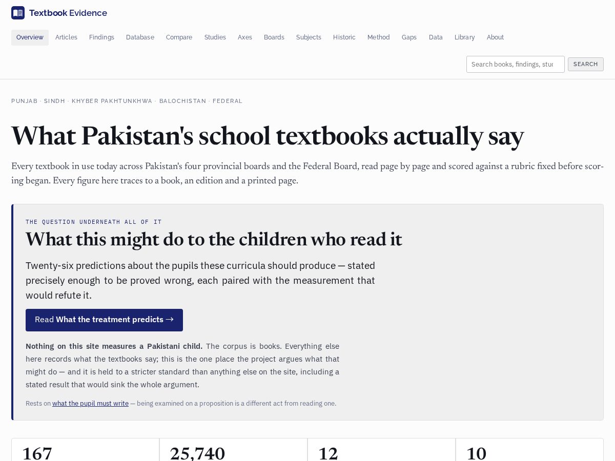 Landing-page snapshot of textbookevidence.com