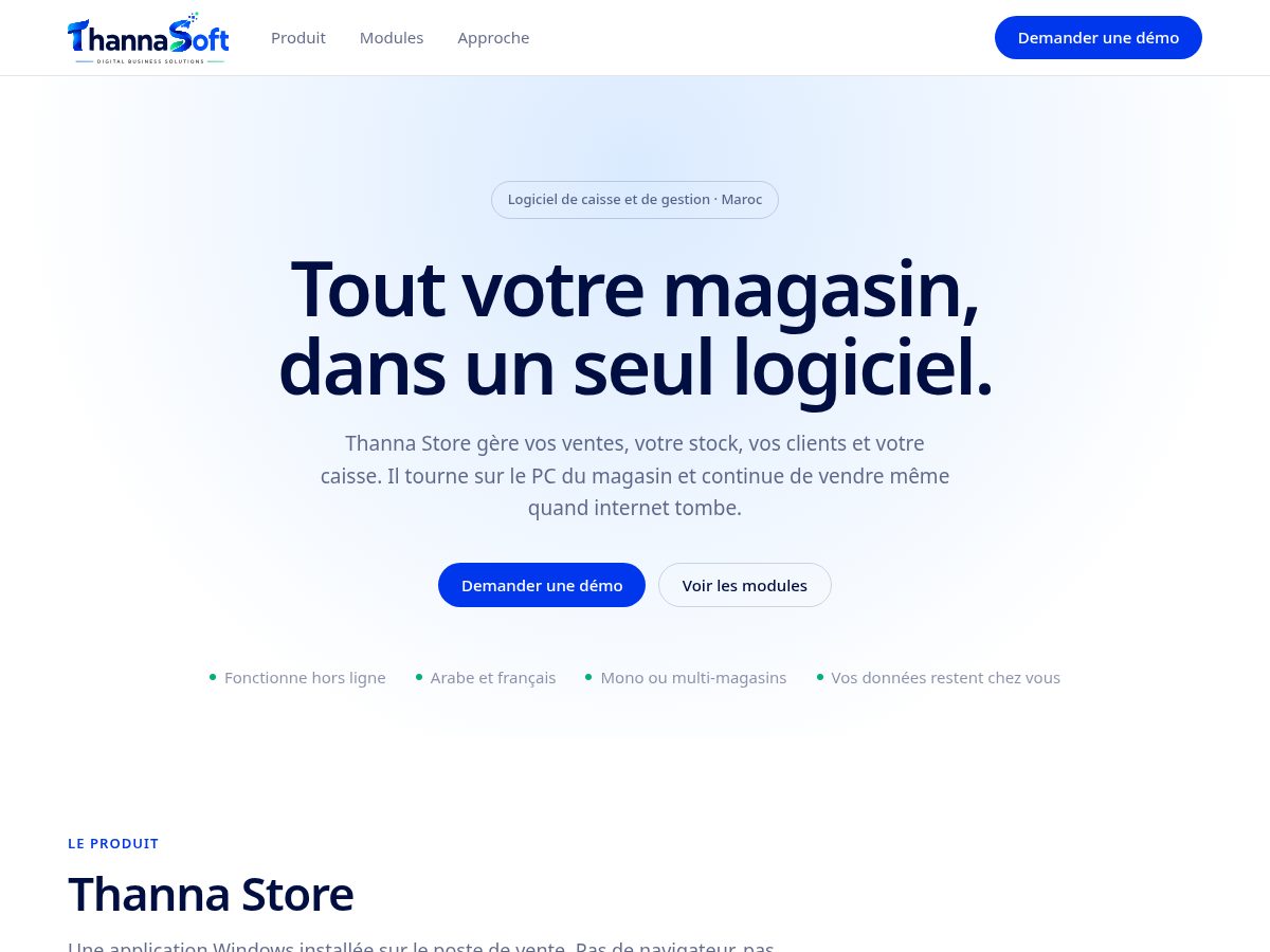 Landing-page snapshot of thannasoft.com