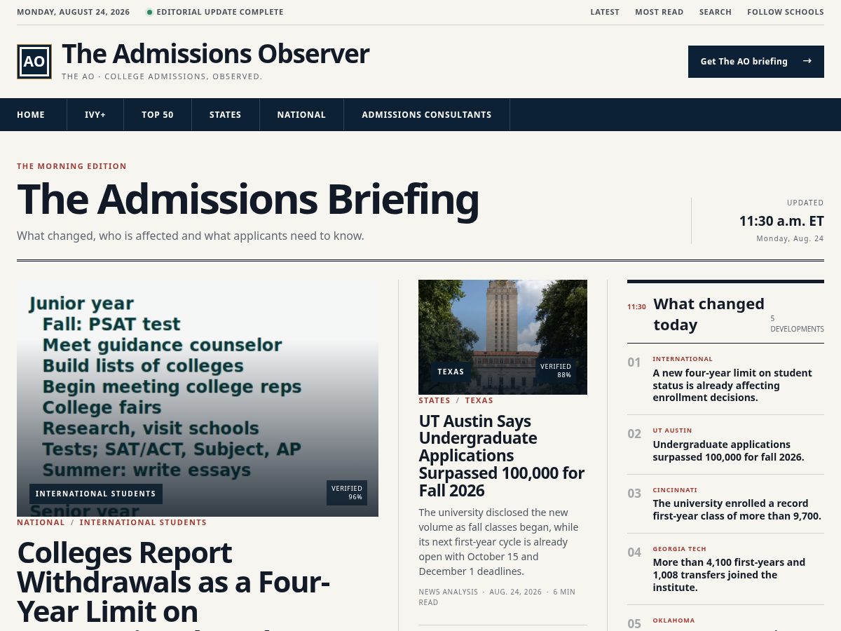 Landing-page snapshot of theao.news