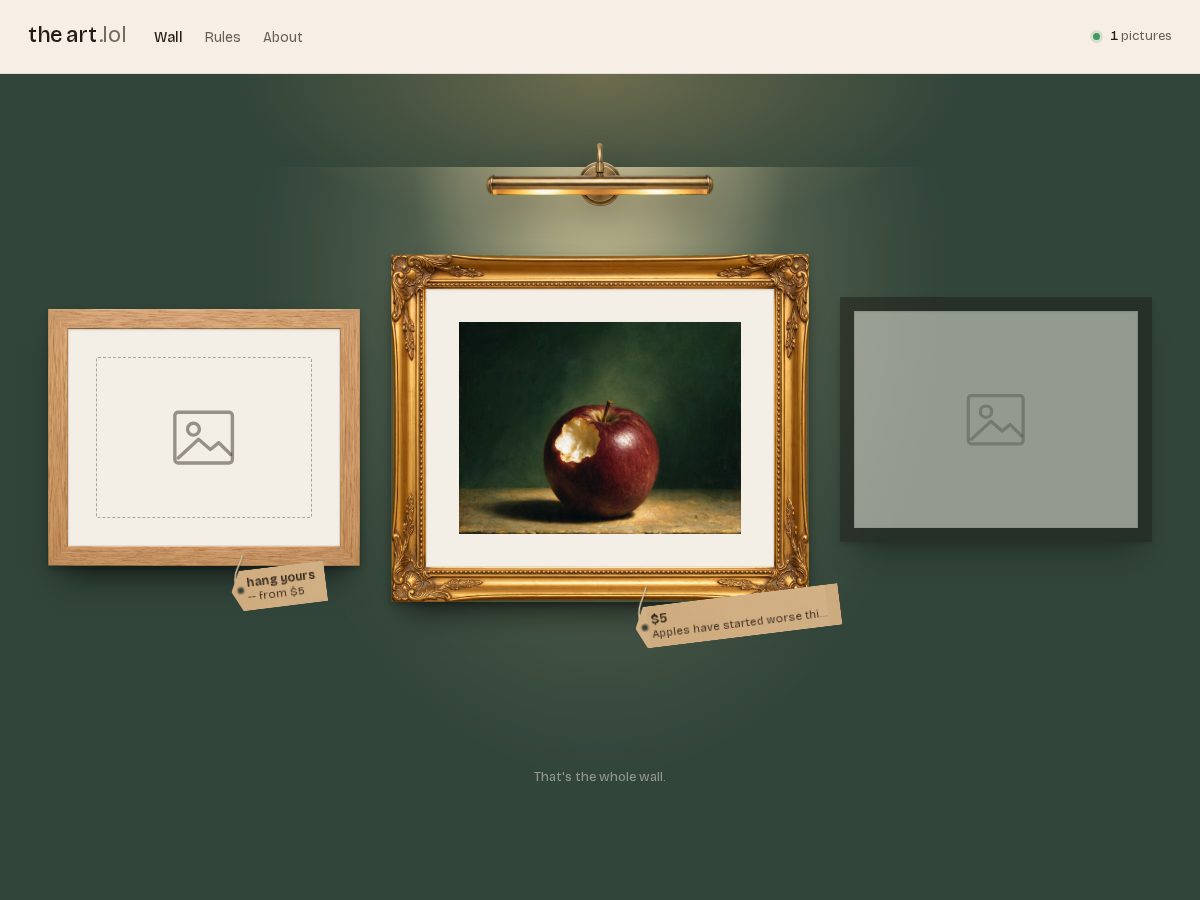 Landing-page snapshot of theart.lol