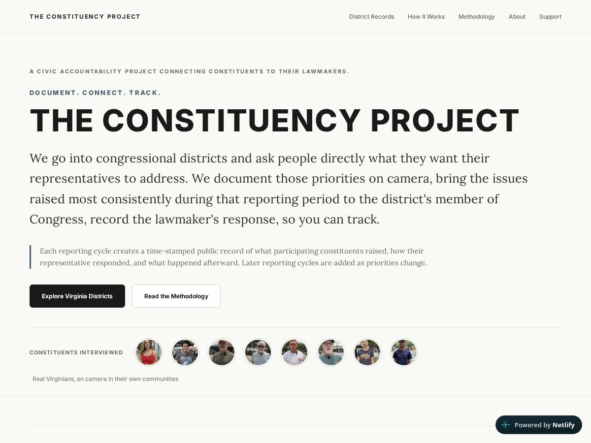 Landing-page snapshot of theconstituencyproject.com