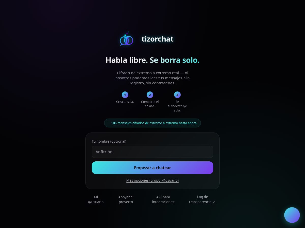 Landing-page snapshot of tizorchat.com