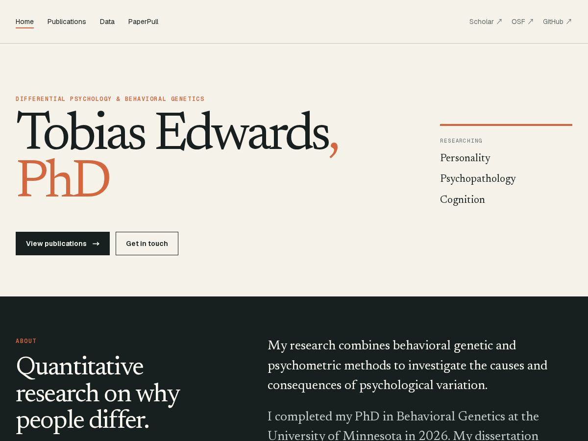 Landing-page snapshot of tobiasedwards.org