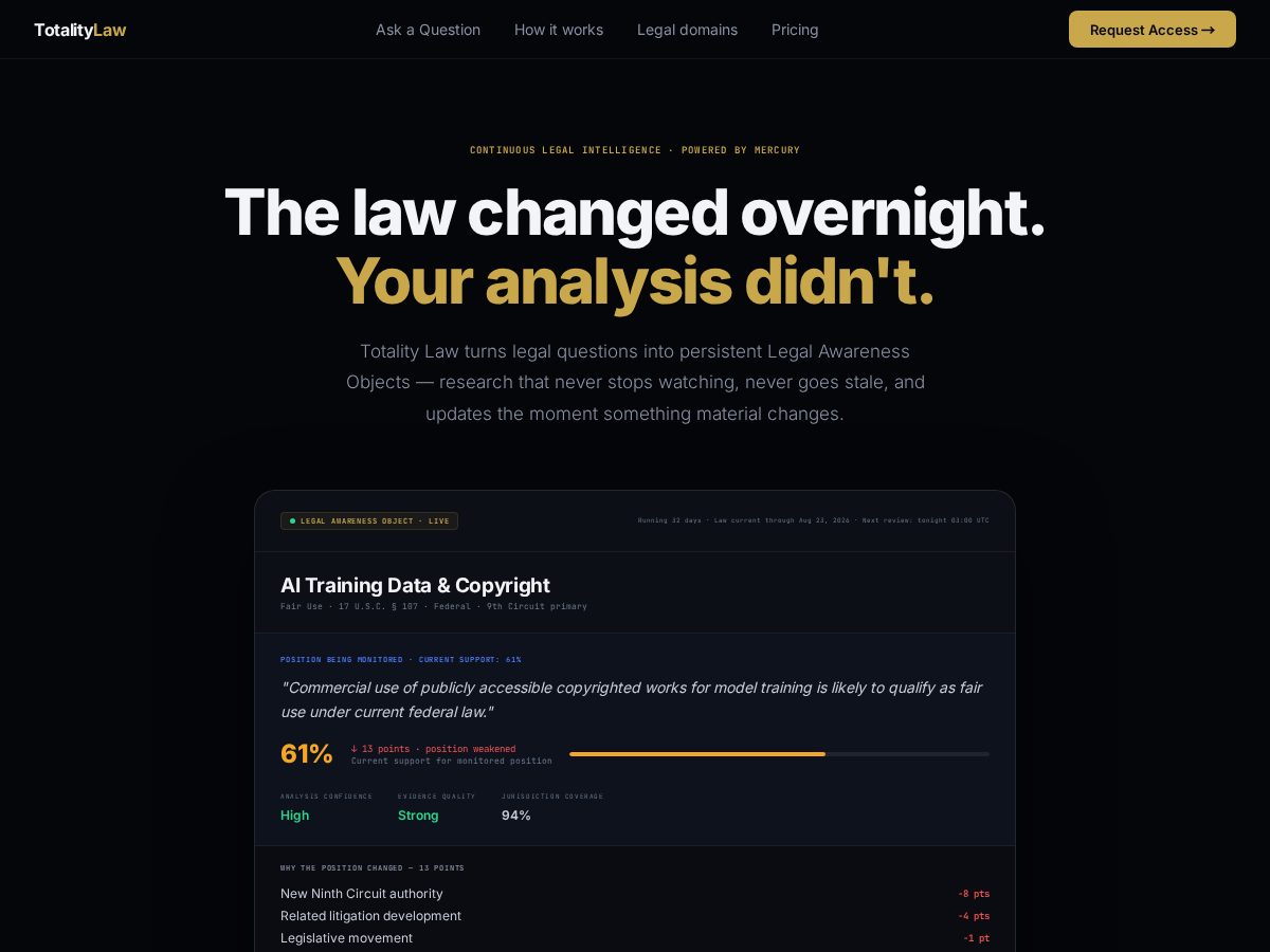 Landing-page snapshot of totalitylaw.com
