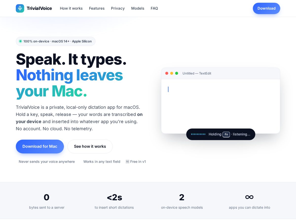 Landing-page snapshot of trivialvoice.fyi