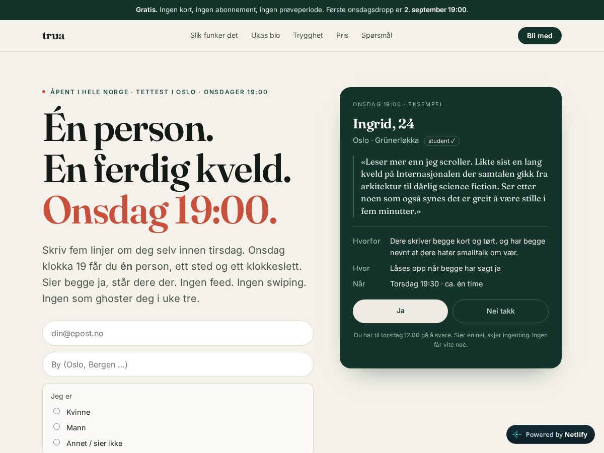 Landing-page snapshot of trua.bot