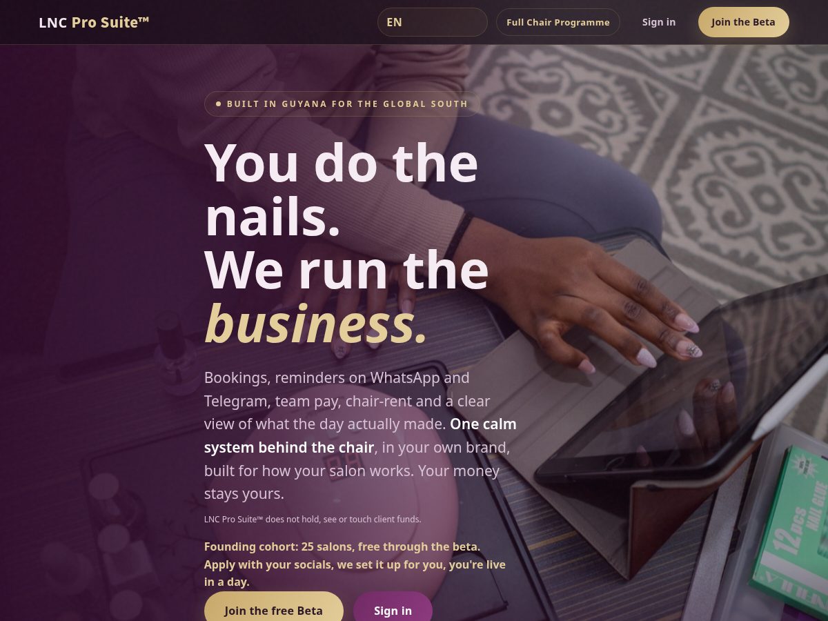 Landing-page snapshot of trylncpro.com