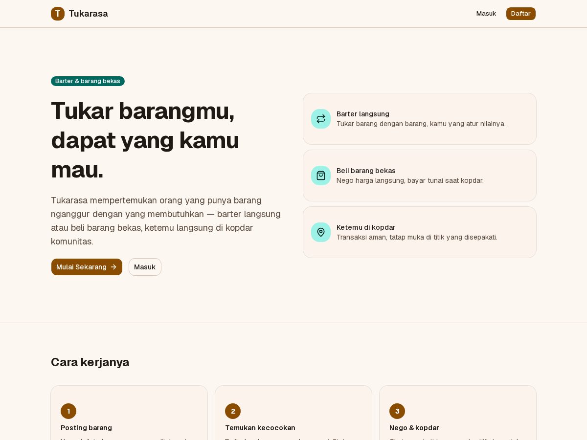 Landing-page snapshot of tukarasa.com