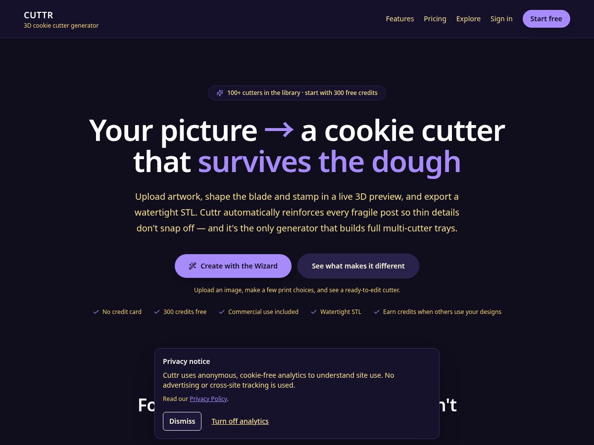 Landing-page snapshot of ultimatecutter.com