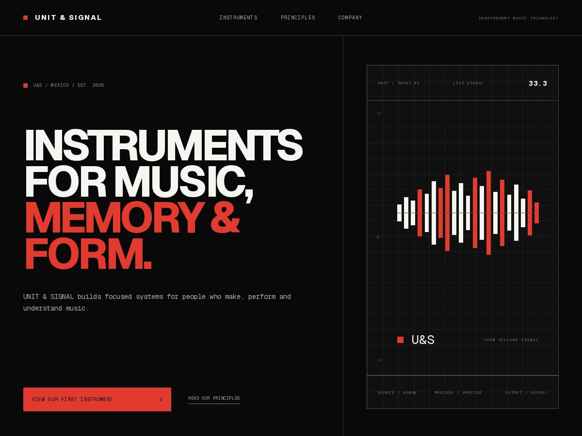 Landing-page snapshot of unitandsignal.com