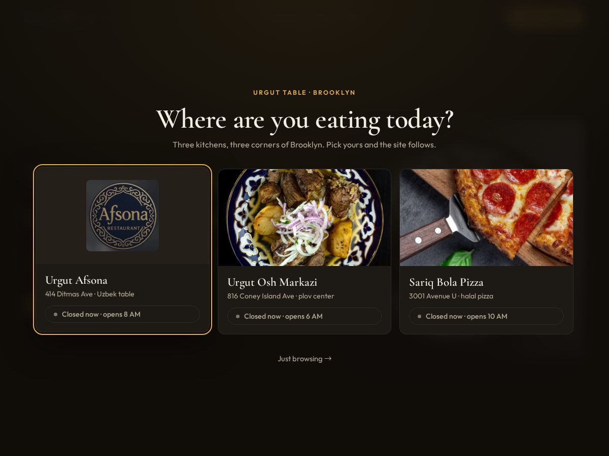 Landing-page snapshot of urguteats.com