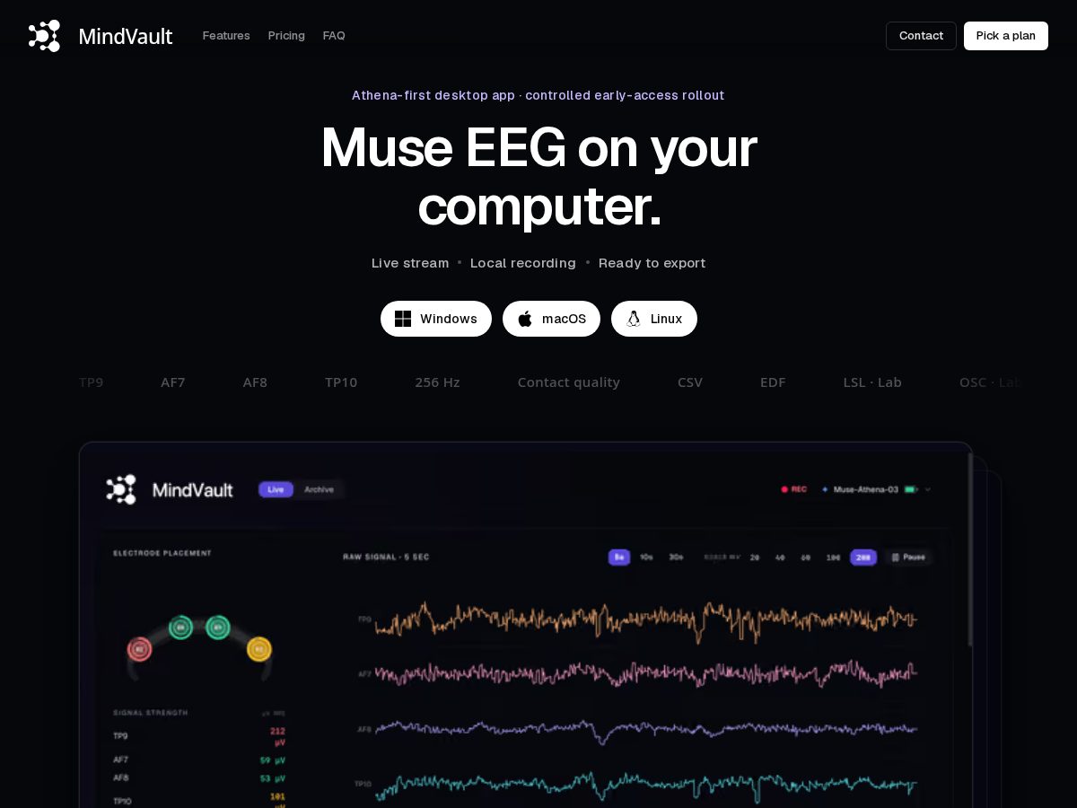 Landing-page snapshot of usemindvault.com