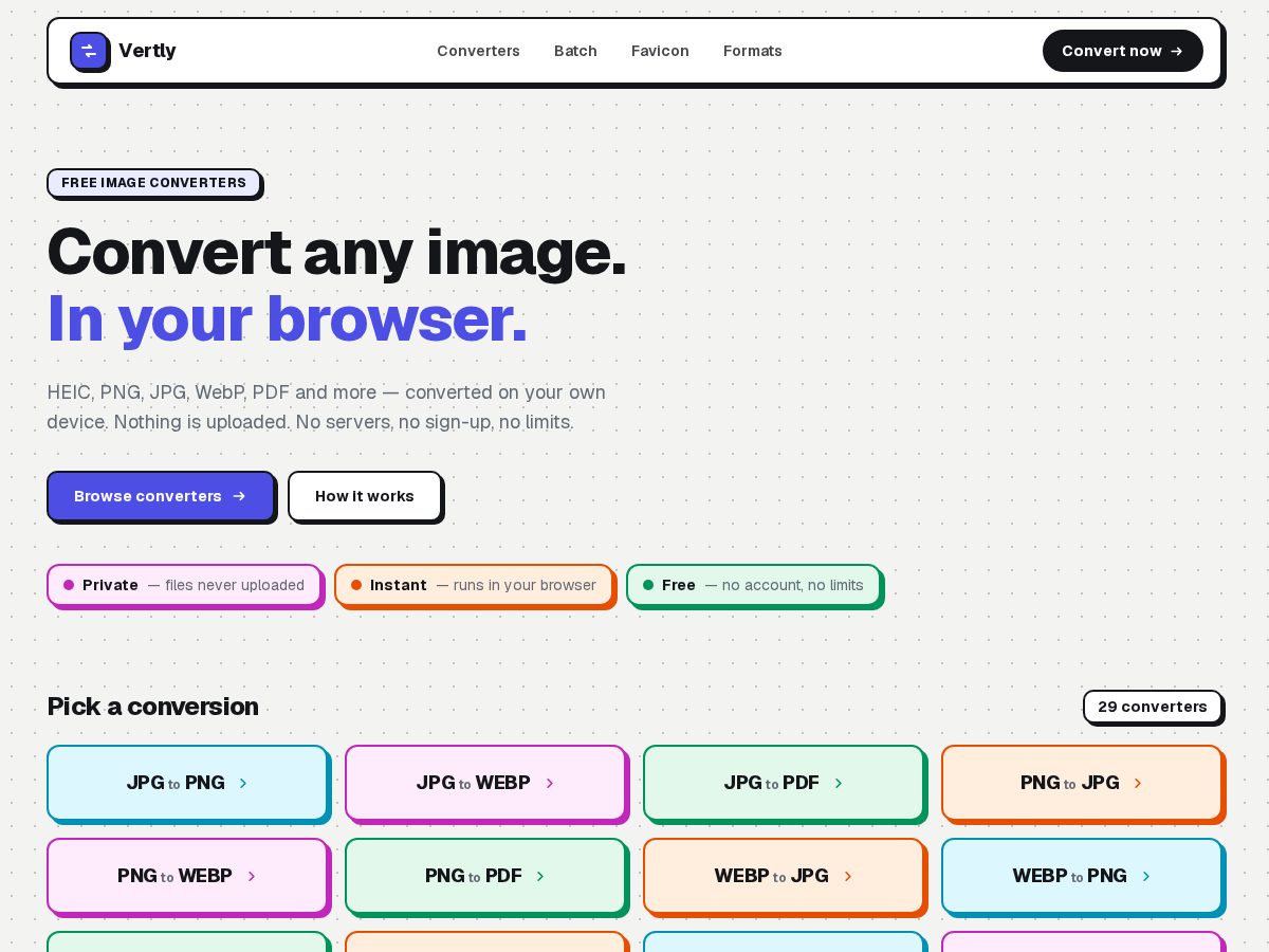 Landing-page snapshot of vertly.ink