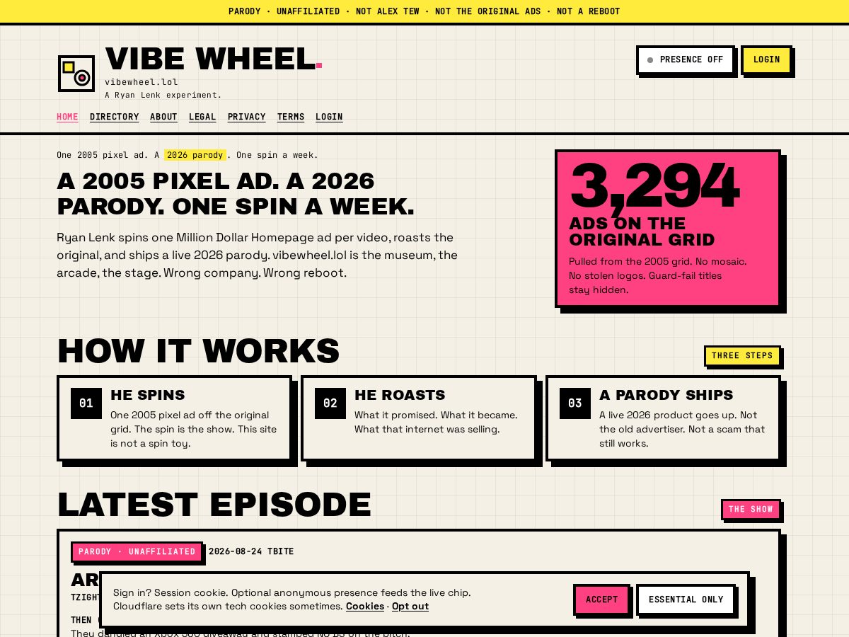Landing-page snapshot of vibewheel.lol