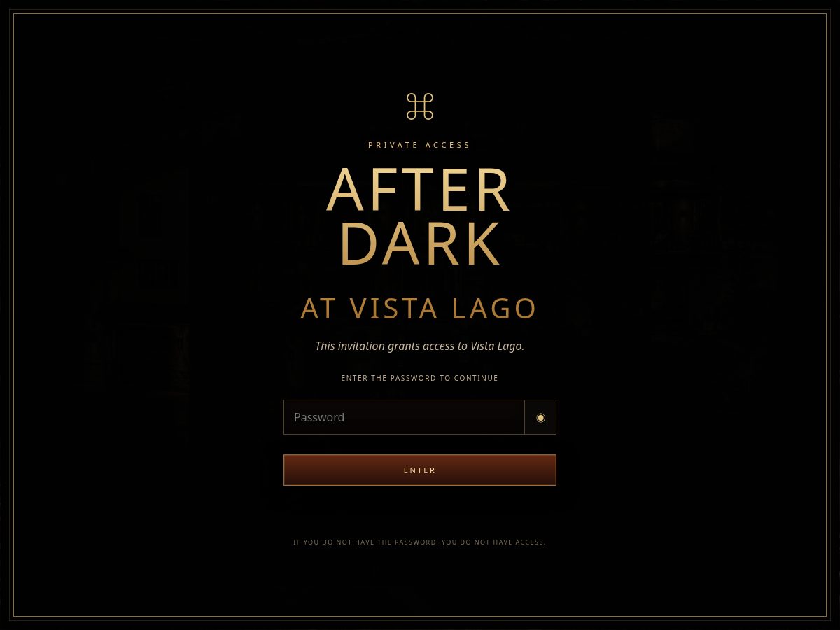 Landing-page snapshot of vistalagoevents.com