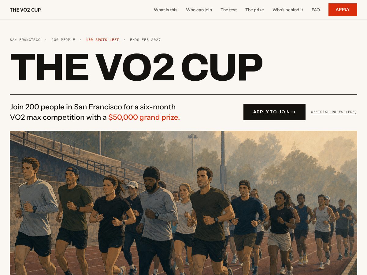 Landing-page snapshot of vo2cup.com