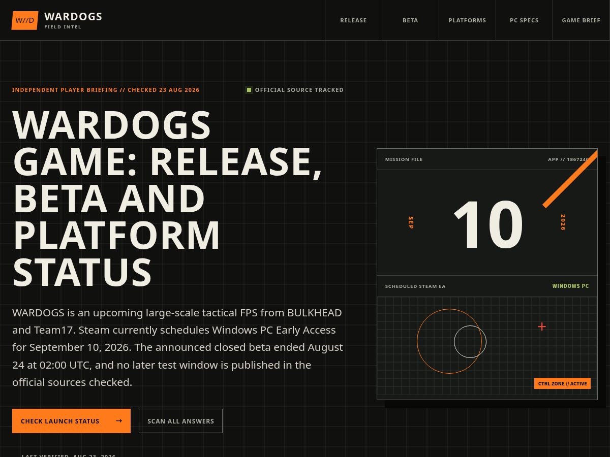 Landing-page snapshot of wardogs.buzz