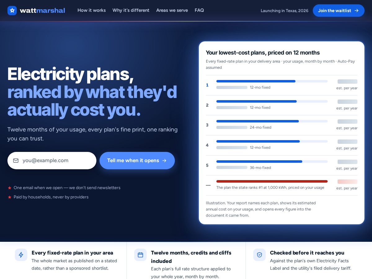 Landing-page snapshot of wattmarshal.com