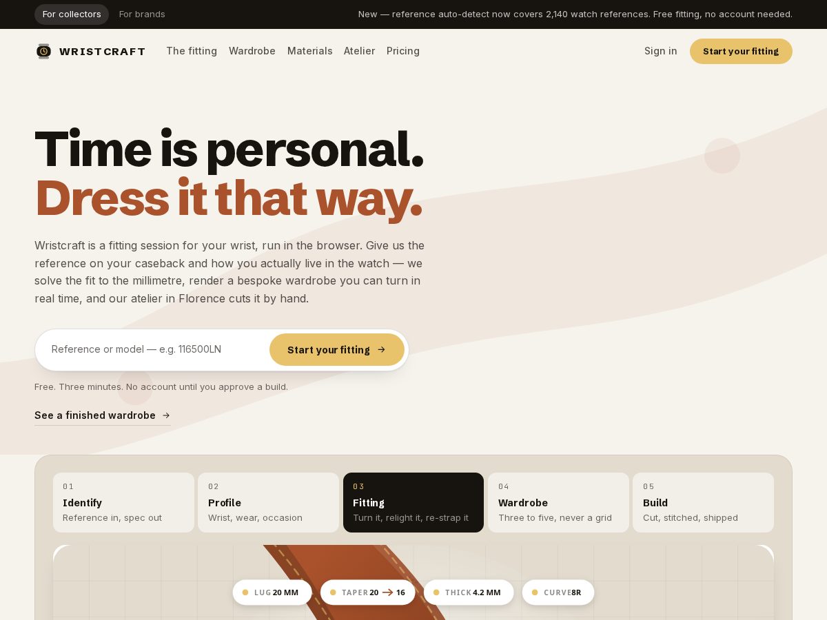 Landing-page snapshot of wristcraft.app
