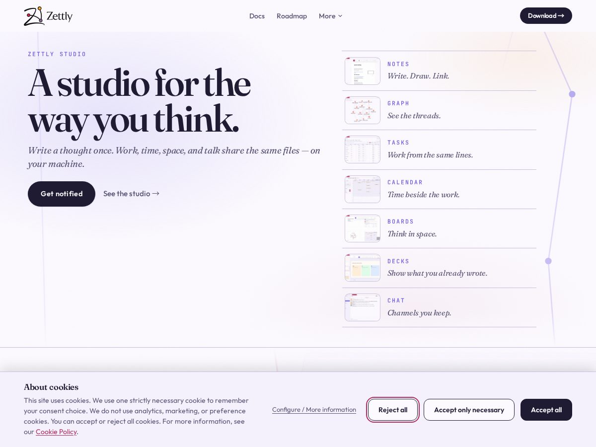 Landing-page snapshot of zettlystudio.com