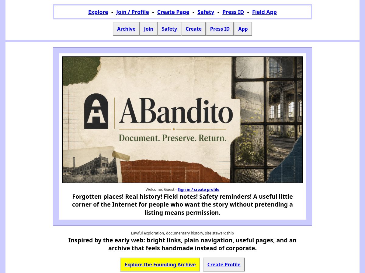 Landing-page snapshot of abandito.com