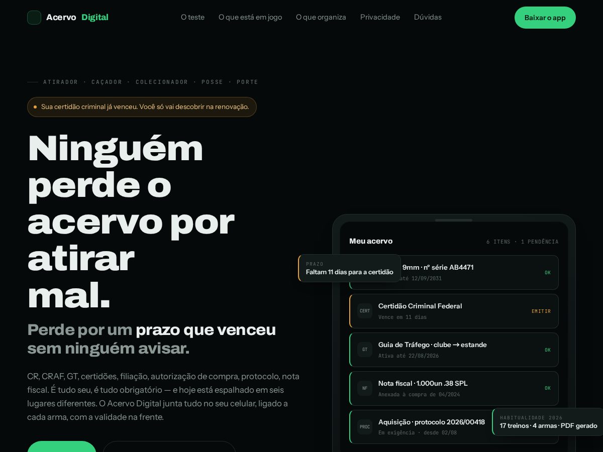Landing-page snapshot of acervodigital.app