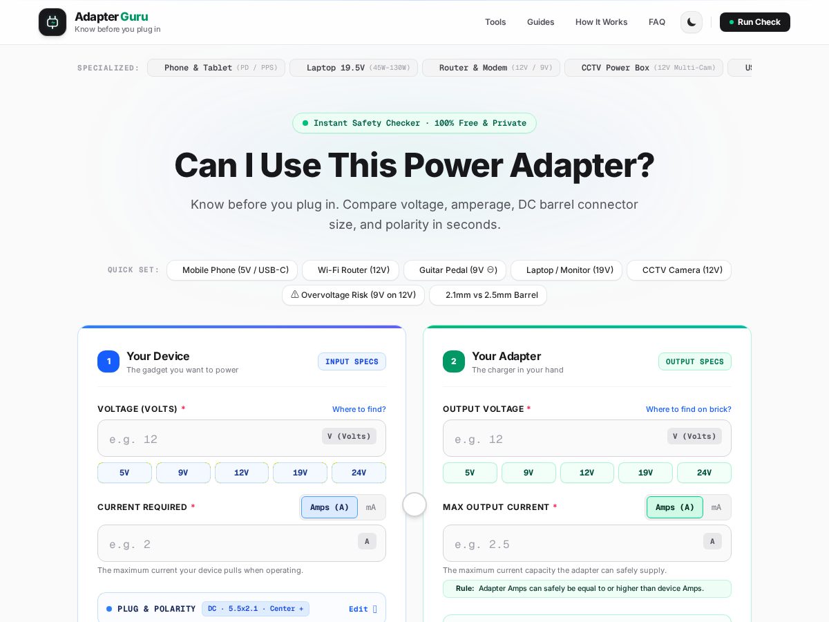 Landing-page snapshot of adapterguru.com