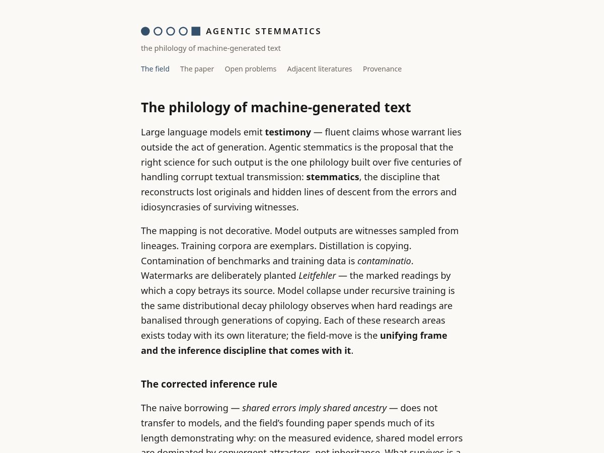 Landing-page snapshot of agenticstemmatics.org