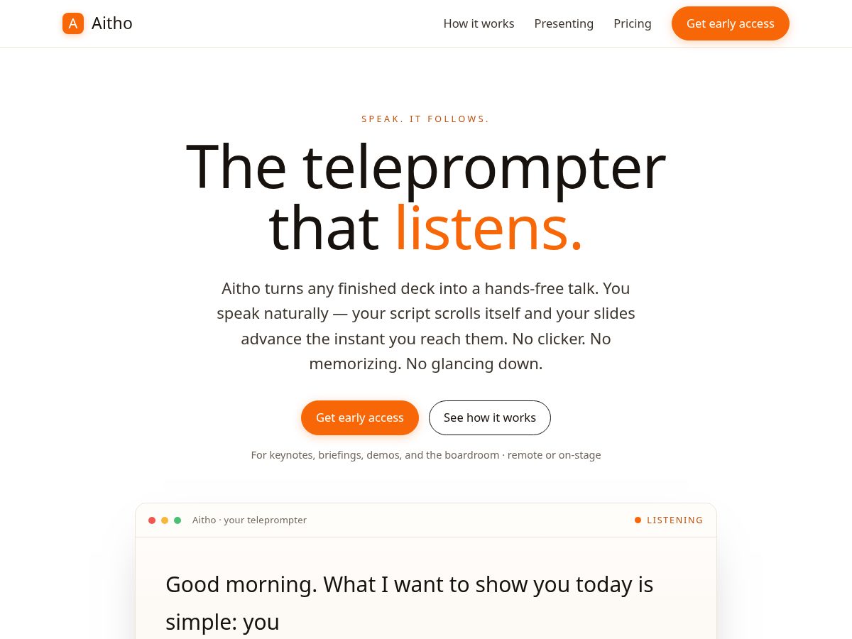Landing-page snapshot of aitho.app
