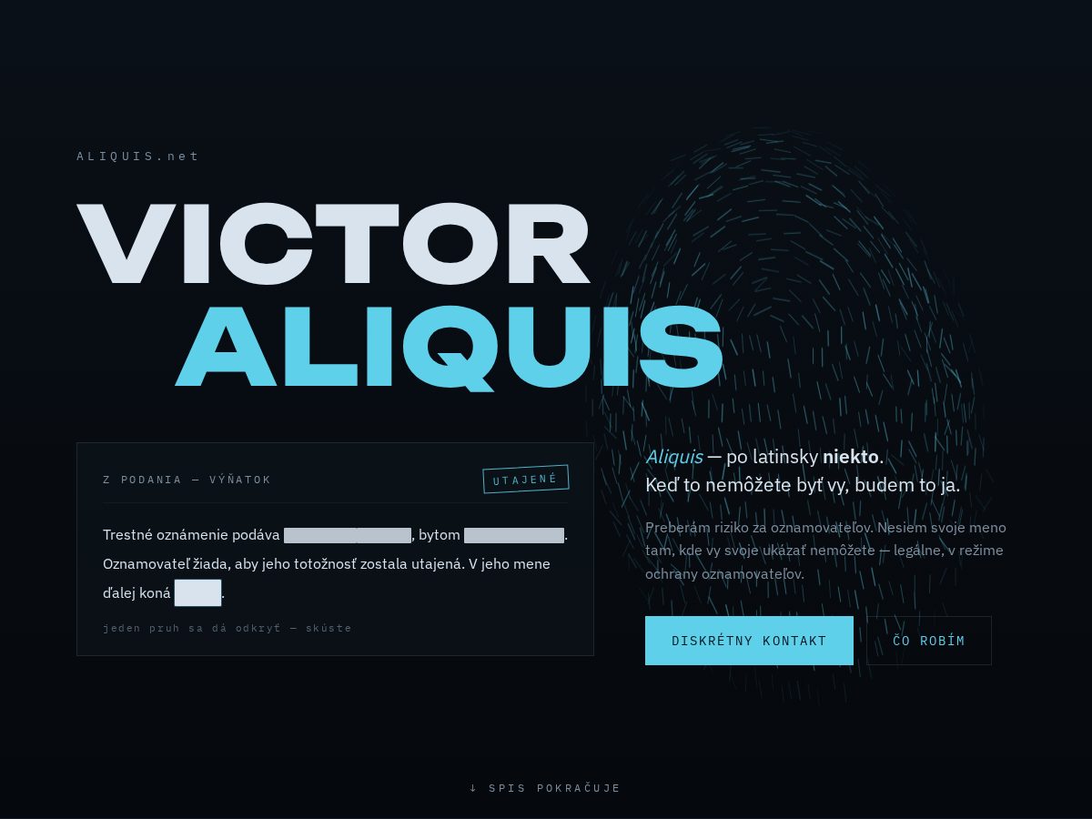 Landing-page snapshot of aliquis.net