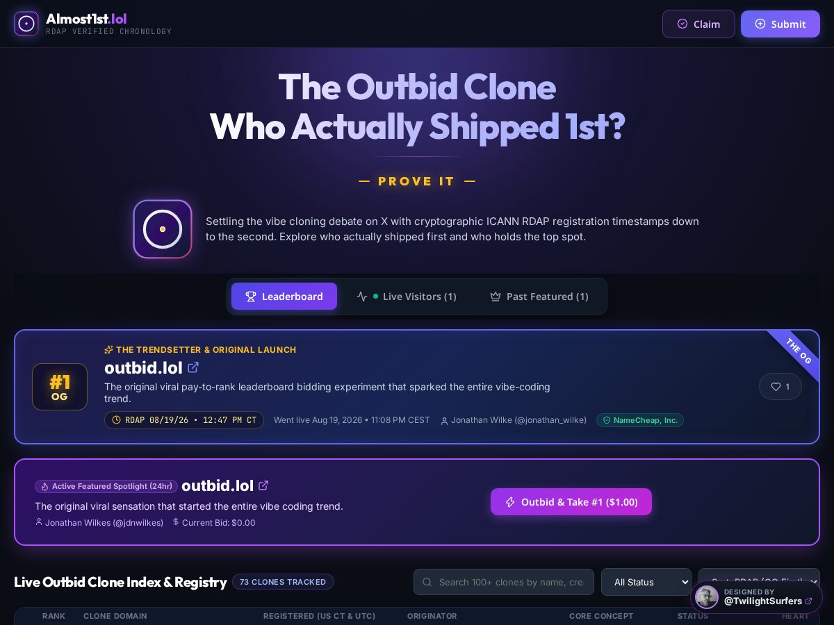 Landing-page snapshot of almost1st.lol