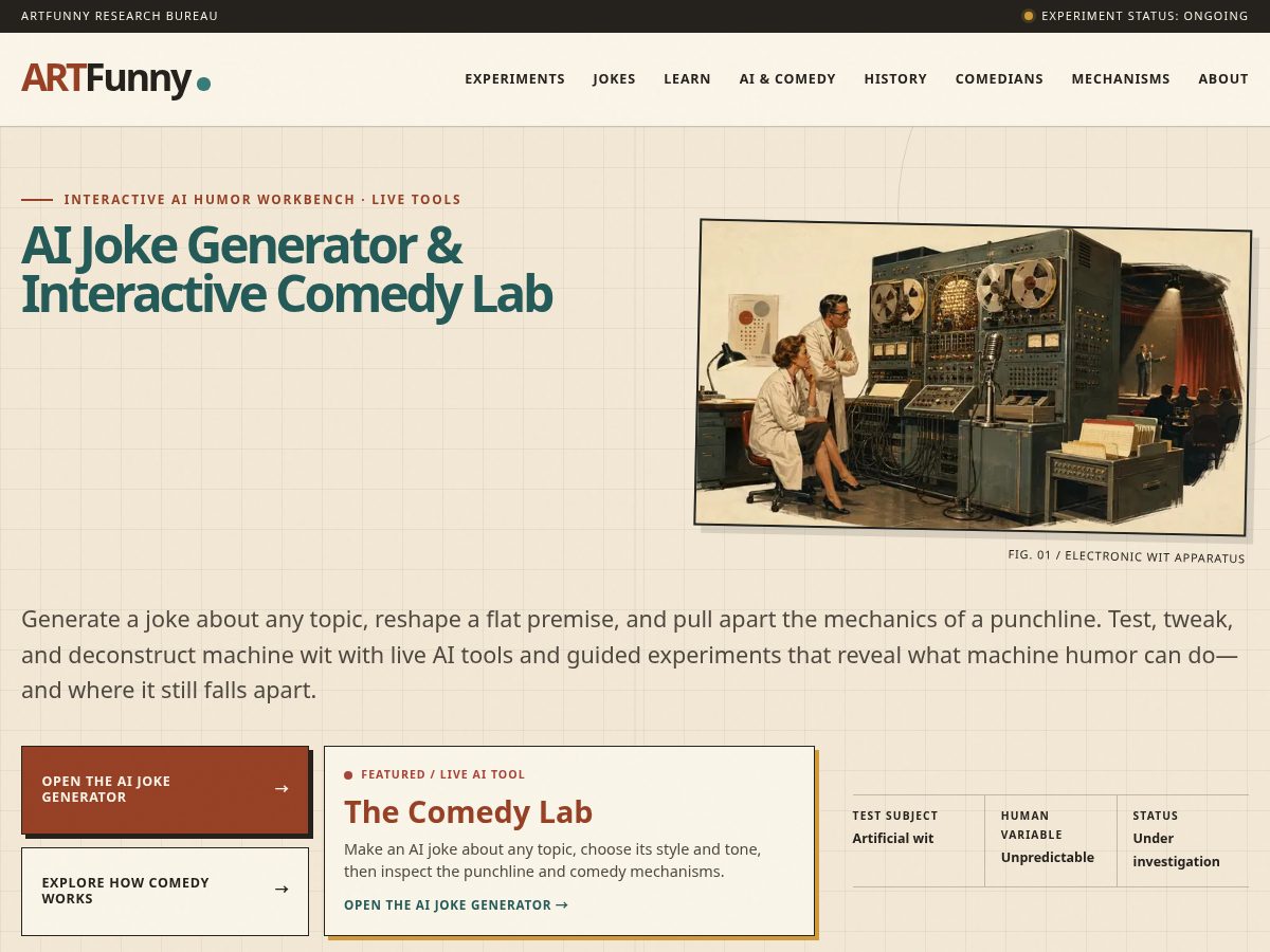 Landing-page snapshot of artfunny.com