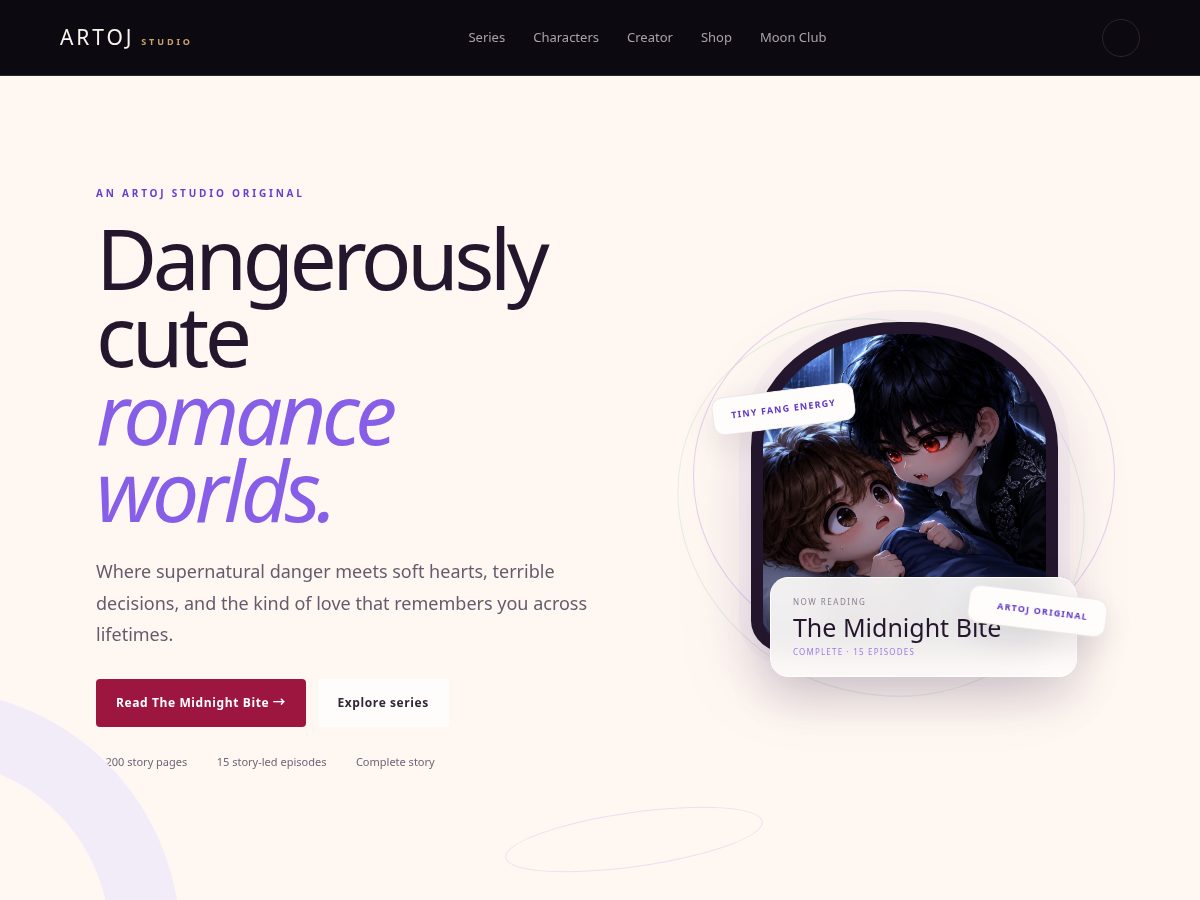 Landing-page snapshot of artojstudio.com