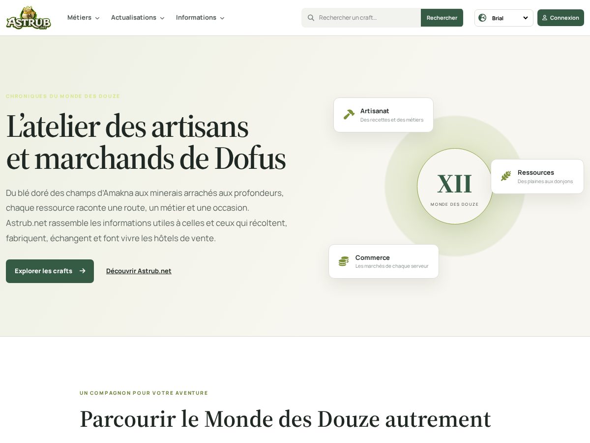 Landing-page snapshot of astrub.net