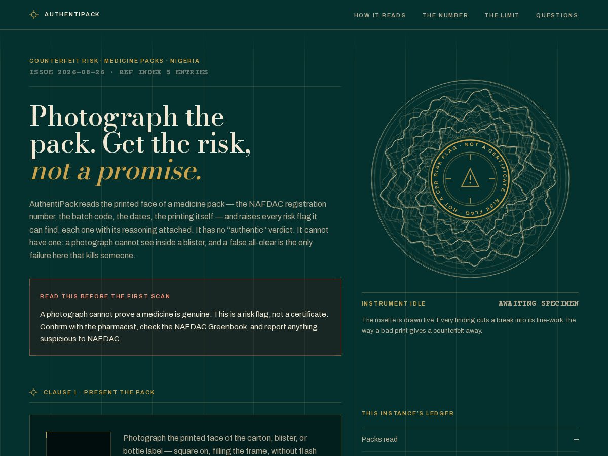 Landing-page snapshot of authentipack.org