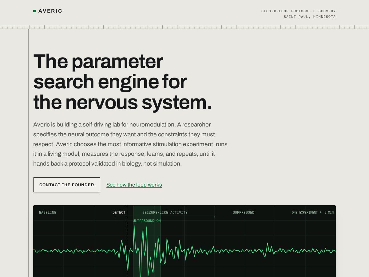 Landing-page snapshot of avericlabs.com