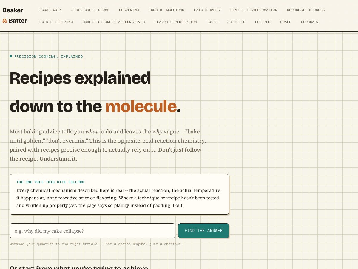 Landing-page snapshot of beakerandbatter.tech