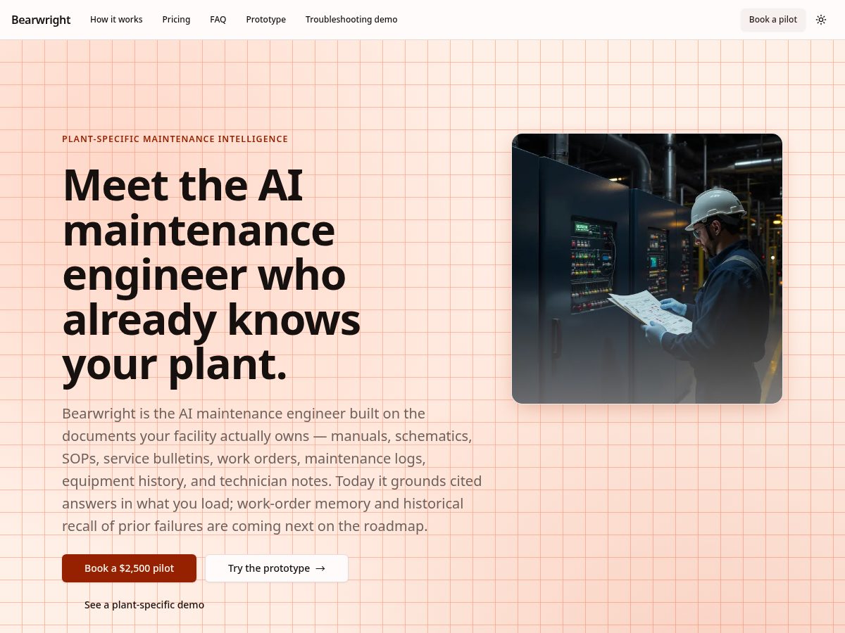 Landing-page snapshot of bearwrightindustrial.com