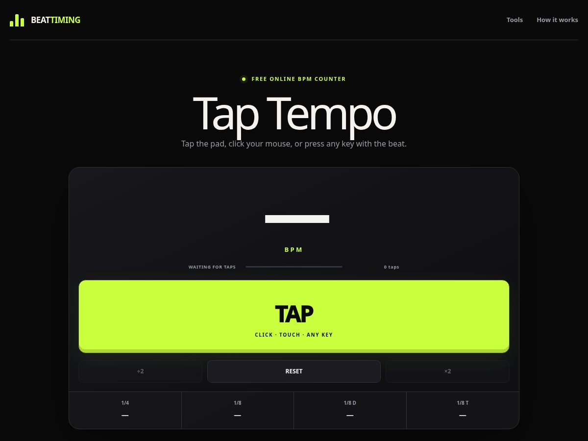 Landing-page snapshot of beattiming.com