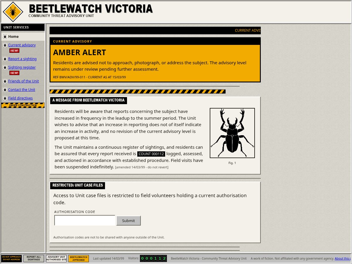 Landing-page snapshot of beetlewatch.com