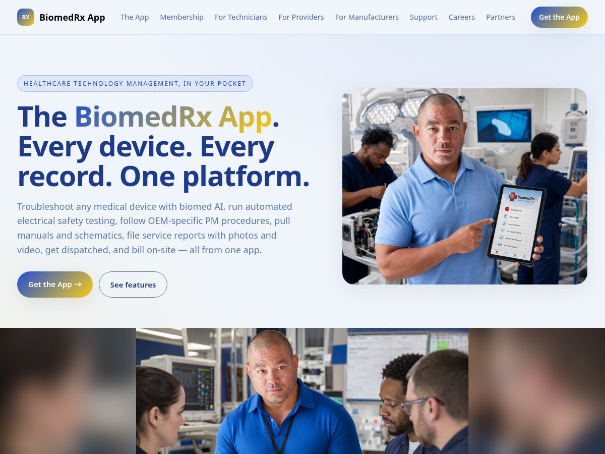 Landing-page snapshot of biomedrx.app
