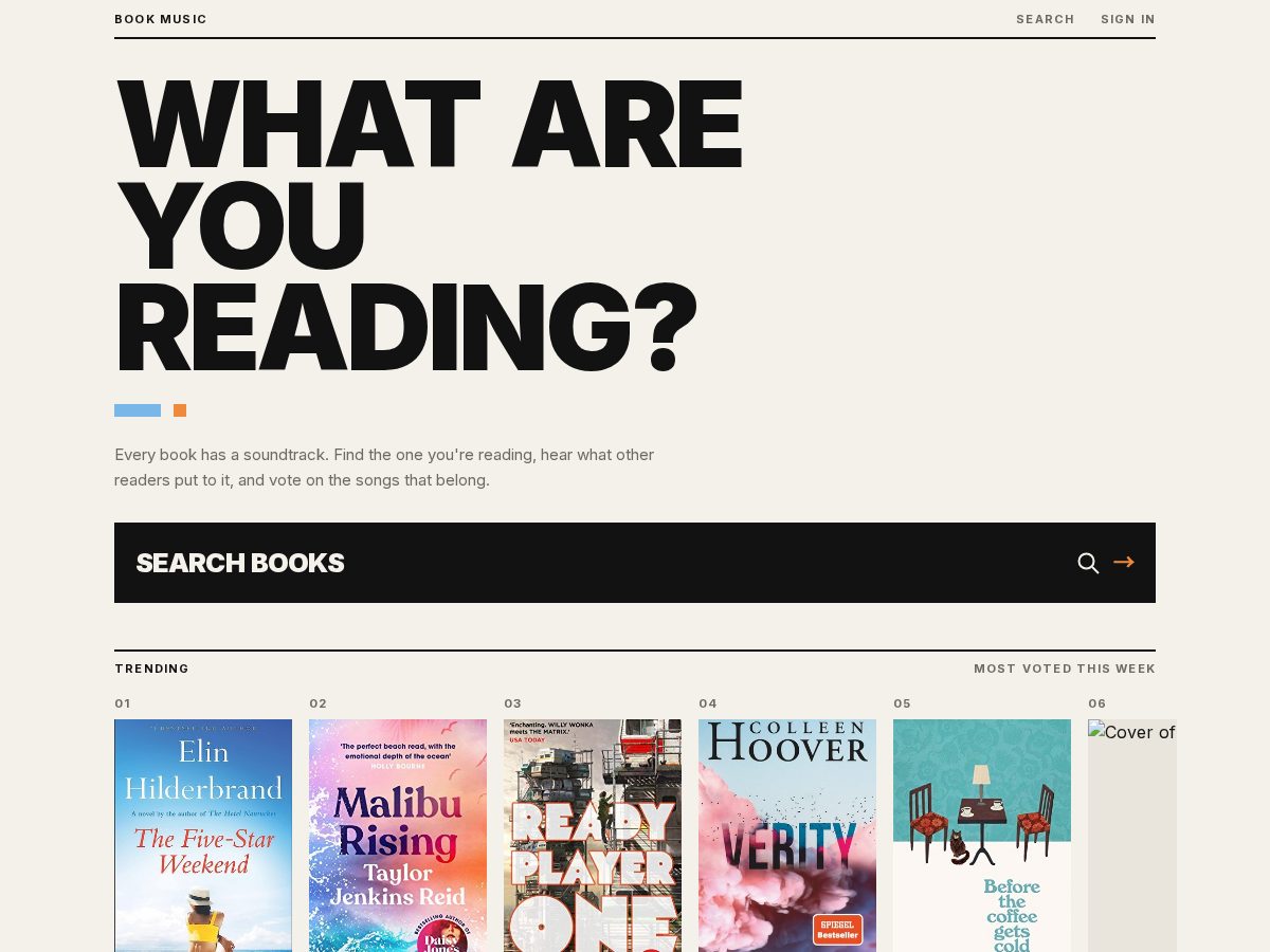 Landing-page snapshot of bookmusic.app