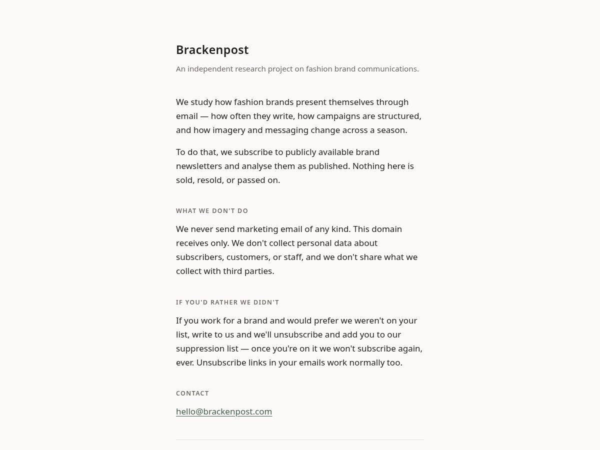Landing-page snapshot of brackenpost.com