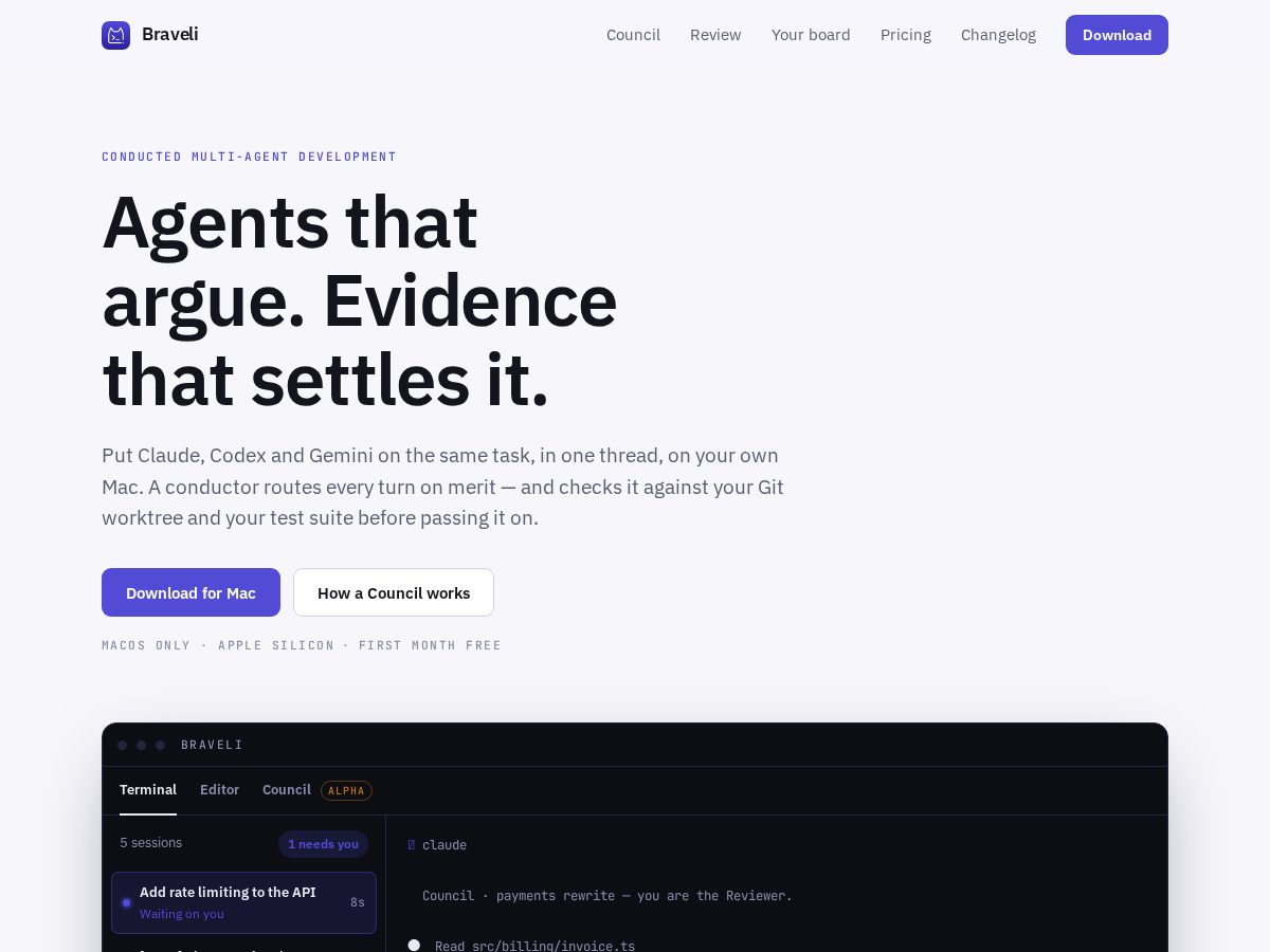 Landing-page snapshot of braveli.app