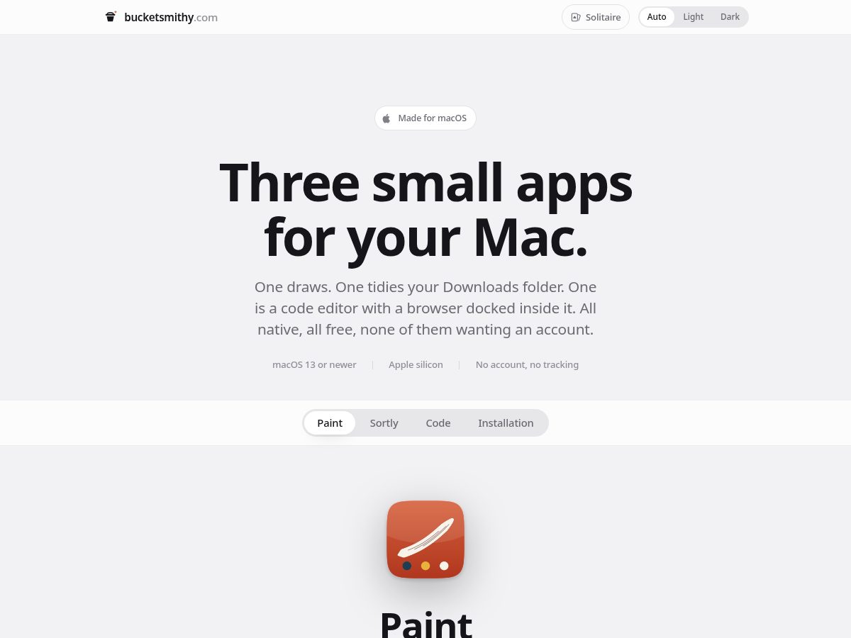 Landing-page snapshot of bucketsmithy.com
