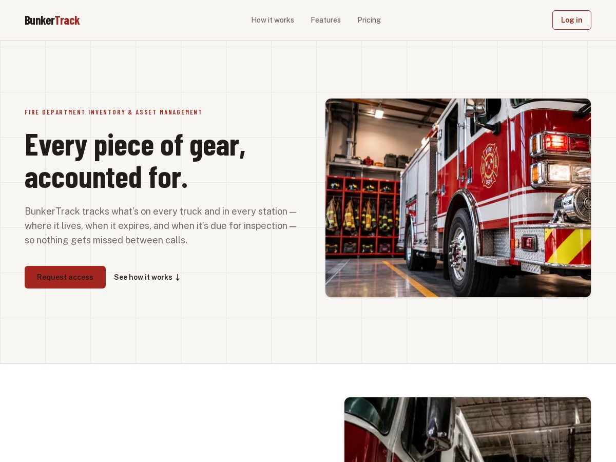 Landing-page snapshot of bunkertrack.com